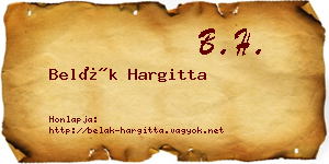 Belák Hargitta névjegykártya